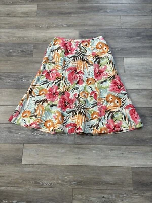 Falda Talbots Talla 16W Mezcla Seda Lino Tropical Oficina Carrera Vacaciones Romántica Foto 1 de 4