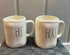 Rae Dunn His & Hers Coffee Mugs - Set Of 2 - White Black Writing