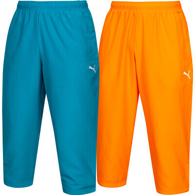 PUMA Big Logo Uomo 3/4 Sport Allenamento Fitness Pantaloni 819460 Arancione Blu Nuovi • 14.99€
