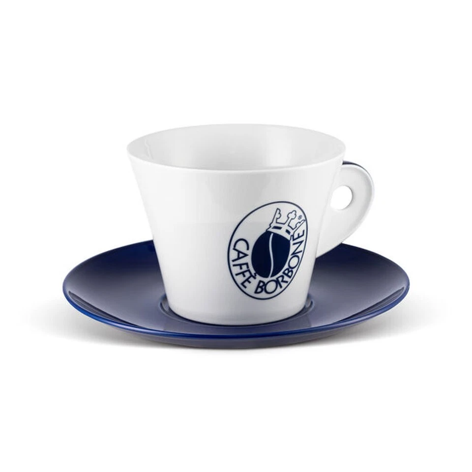 Tazzone Tazzona GIGANTE in PORCELLANA bianca originale Caffè Borbone piatto blu - Immagine 1 di 1