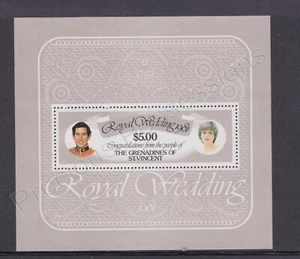 Hoja de estampillas de la boda real de Carlos y Diana 1981 MNH San Vicente Granadinas - Imagen 1 de 1