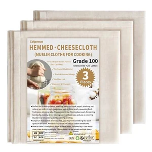 NEW 3PCS Grade 100 Cheesecloth 50x50cm Unbleached – FAST SHIPPING - Picture 1 of 7