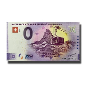 Anniv 0 Euro Souvenir Banknote Matterhorn Glacier Paradise Switzerland CHAX 2022 - Picture 1 of 3