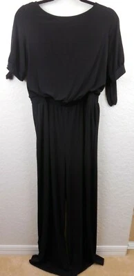 Mono Vince Camuto Talla M Pierna Ancha Negro Cintura Elástica Manga Corta Foto 1 de 4