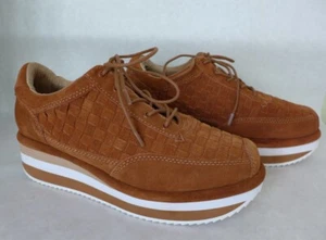 Nueva Zapatilla deportiva KELSI DAGGER de cuero con plataforma Hollis en gamuza caramelo talla 8M - Imagen 1 de 14