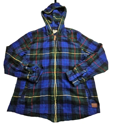 LL Bean Womens Hoodie Small Relaxed Fit Multicolor Plaid Unlined Full Zip - Image 1 of 4