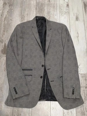 42L Men's Andrew Fezza Blazer Tartan Gray 2 Button Flex Fit Sport Coat - Image 1 of 4