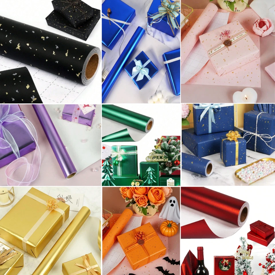 Gift Wrap Roll Matte Metal Birthdays Wrapping Paper Assorted Design Decoration - Image 1 of 1