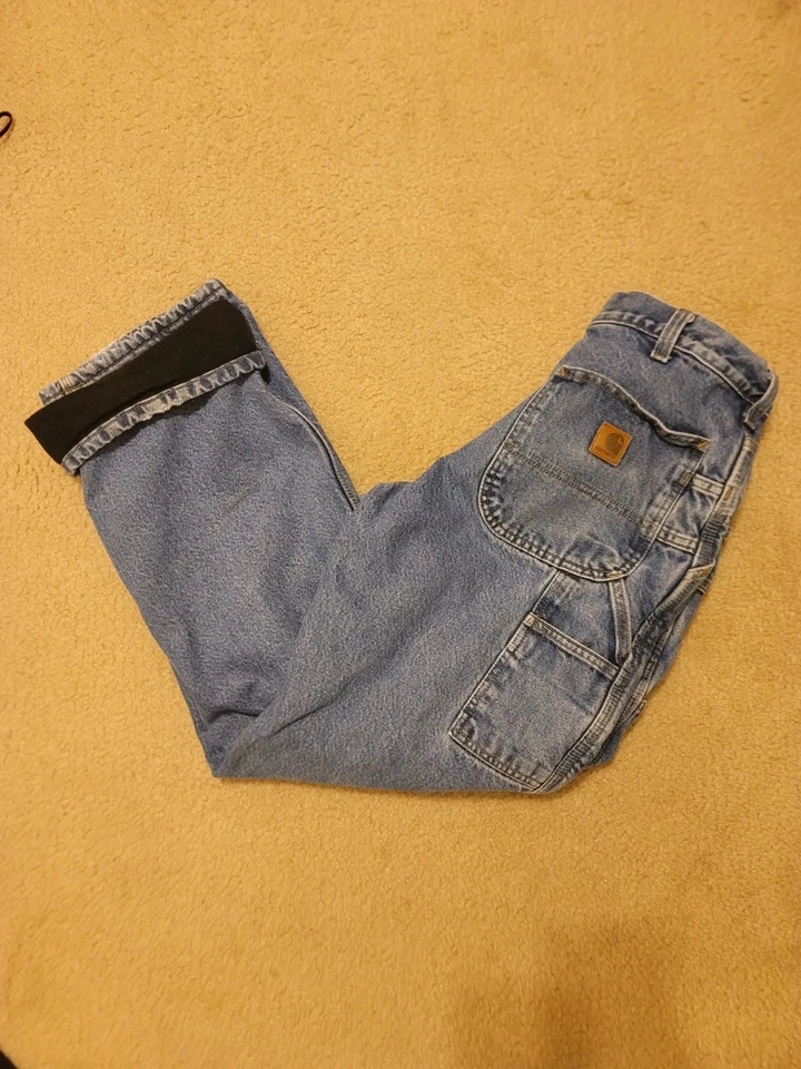 JEANS CARHARTT RELAXED FIT PIERNA RECTA FORRADOS DE VELLÓN Para Hombre Talla 32 X 29 LAVADO OSCURO Foto 1 de 4