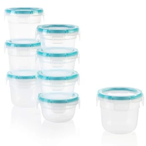 Total Solution 16-Pc Plastic Food Storage Containers Set ,(4) 2-Cup & (4) 1.2... - Picture 1 of 4