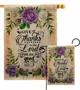 Thanks To the Lord Buralp Garden Flag Bible Verses Decorative Yard House Banner - Picture 1 of 19