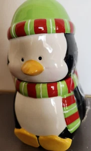 Adorable Christmas Penguin Cookie/Candy Jar Wearing Scarf & Hat - Picture 1 of 5