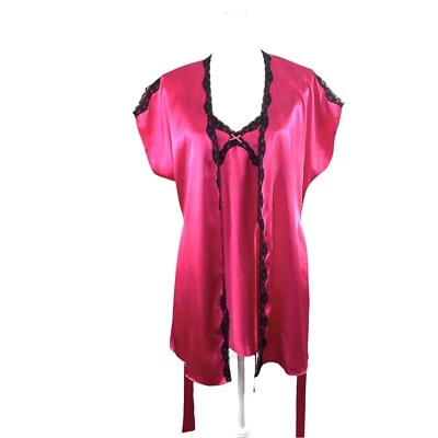 NOVO Conjunto de Pijama Ambrielle Cetim Renda 3psc Roupão Chemise Top Tanga Calcinha Tamanho G zz - Imagem 1 de 4