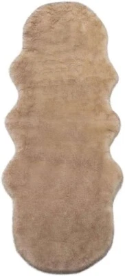 Faux Kunstfell Lammfellimitat Teppich flauschig, (170-180) x 60cm Weiß + Braun - Bild 1 von 4