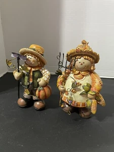 Vogelscheuche Thanksgiving 6" Paar Figuren hat Gartengeräte Mais Kürbis süß - Bild 1 von 8