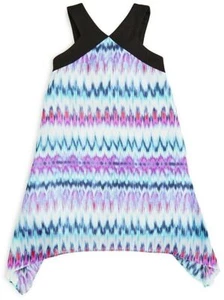 AQUA Girls’ Watercolor Chevron Chiffon Dress, Multi Color, Size Medium - Picture 1 of 1