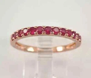 2.20Ct Round Cut Lab Created Pink Ruby Wedding Band Ring 14k Rose Gold Plated - Picture 1 of 5