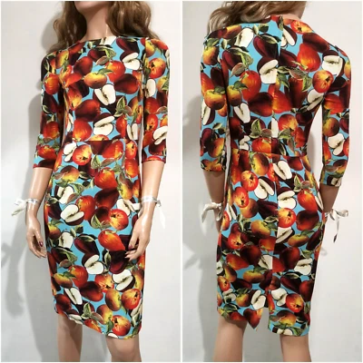 🆓US🛃  RARE Dolce&Gabbana apple printed cady dress IT 40 - Image 1 of 4