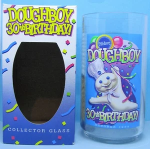 FS NIB PILLSBURY DOUGHBOY 30TH BIRTHDAY PLASTIC GLASS - 1995 - Buy Xtra Save $ - Picture 1 of 6