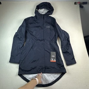 Mountain Hardwear Jacket Womens Small Black ACADIA PARKA Full Zip Hooded Rain - Picture 1 of 14