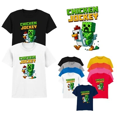 Funny Chicken Jockey T Shirt Steve's Lava Chicken Ride Games Character Kids Top - Image 1 of 4