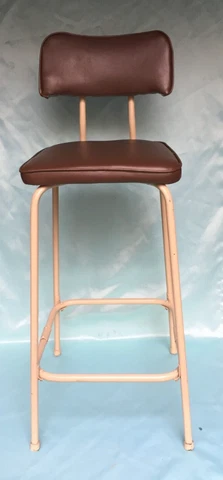 Mid Century Industrial Metal Bar Stool Vinyl Top Chair - Man Cave Vintage Cover