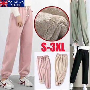 Womens Plush Fleece Lined Trousers Winter Warm Sweatpants Jogger Sports Pants - Picture 1 of 14