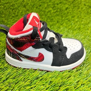 Nike Air Jordan 1 Mid Bad Santa Baby Size 5C Black White Athletic Shoes Sneakers - Picture 1 of 10