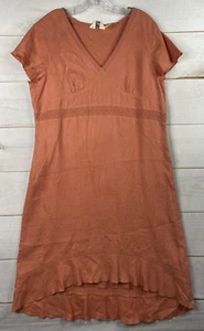 J Jill Dress 18 Petite Coral V Neck High Low Crochet Langenlook Beachy Boho - Picture 1 of 10