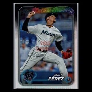 Carta Baseball Eury Perez Rainbow Foil 2024 Topps Serie 1 Miami Marlins #197 - Foto 1 di 2