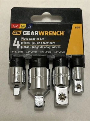NEW GearWrench 4 Piece Adapter Set 1/4” & 3/8” & 1/2” PN: 81217, Free Shipping - Image 1 of 4