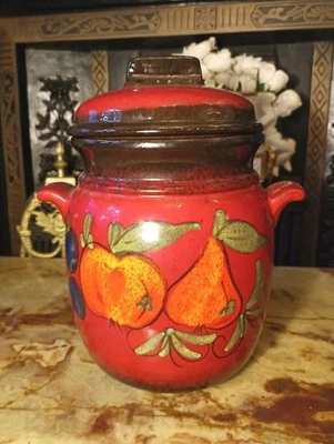 Vintage Red Fruit Theme West Germany Cooking Pot - Image 1 of 4
