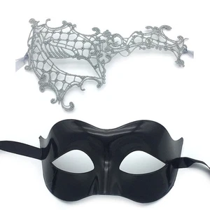 Halloween Half Face Lace Mask With Hollow Design For Couples Party Gift - Picture 1 of 26
