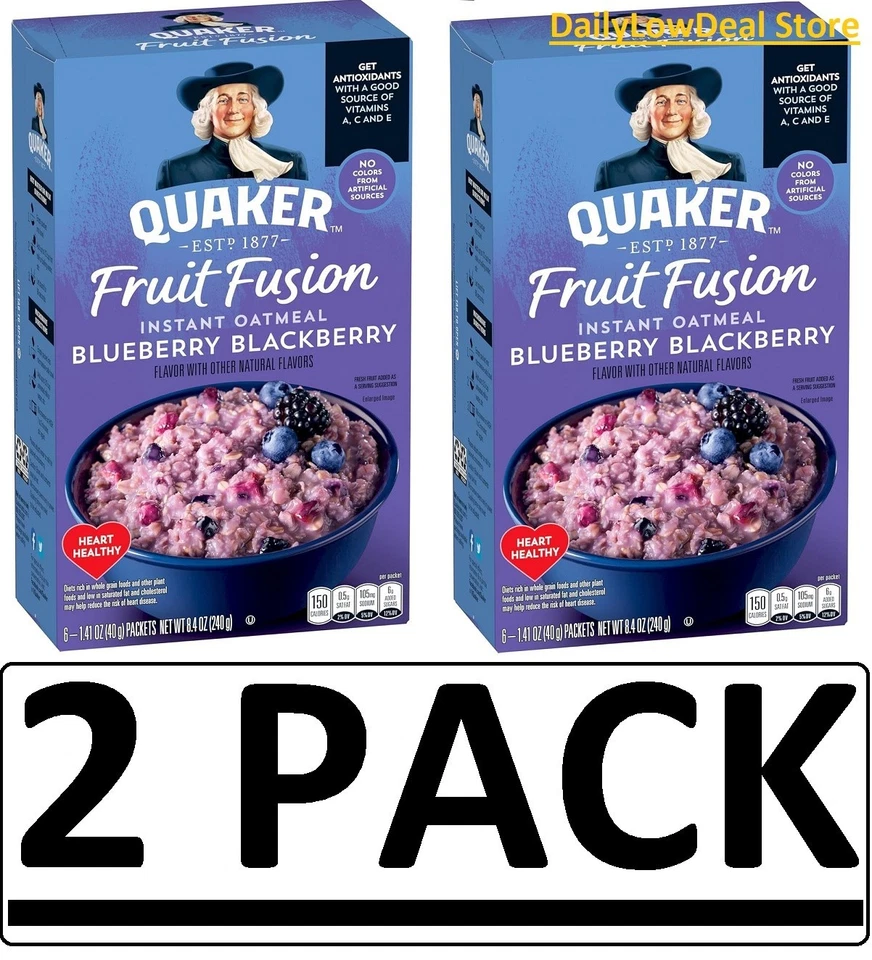 PACK de 2 avena instantánea Quaker Fruit Fusion arándano mora 6 quilates -1,41 oz Ea Foto 1 de 1
