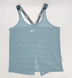 Nike Dri-FIT Tank Top Womens XL Blue Just Do It Strap Back Split Back Athletic - Picture 1 of 12