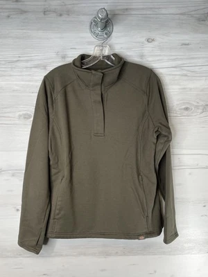 Pullover Dickies para mujer grande marrón cuarto cremallera cuello falso agujeros para pulgar ropa de trabajo Foto 1 de 4