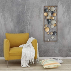Nueva decoración de pared de aluminio/metal con marco (círculos colores tierra), sala de estar - Imagen 1 de 2