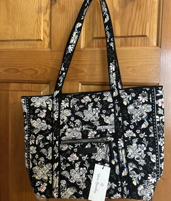 NWT Vera Bradley Iconic Small Vera Tote Holland Garden black floral shoulder bag - image 1 of 4