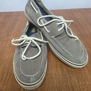 Sperry Mens Topsiders Gray Canvas Boat Shoes, Size: 10.5 - Picture 1 of 8