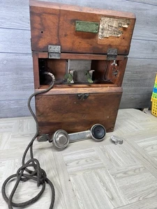 Antique Wood Crank Field Telephone Early 1900 Railroad Crestline Wreck Ohio - Picture 1 of 24