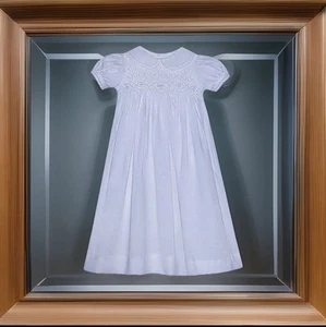 Girls NWT Baby Sen By Remember Nguyen Smocked Baptism Dress Slip & Bow 9 Months - Picture 1 of 11