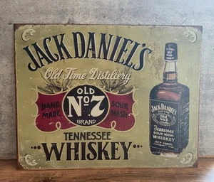 Letrero de lata de whisky Jack Daniels Old Time Distillery Tennessee 16 X 12 1/2 pulgadas - Imagen 1 de 4