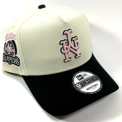 New Era Upside Down NY Mets Exclusive Cream Pink 9FORTY A-Frame Snapback Hat Cap - Image 1 of 4
