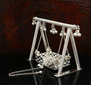 Lord Krishna sterling silver swing or laddu gopal jhula baby krishna art su381 - Picture 1 of 10