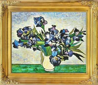 Van Gogh IRISES IN VASE Floral Oil Painting 20x24 Framed Canvas **SALE  - Image 1 of 3