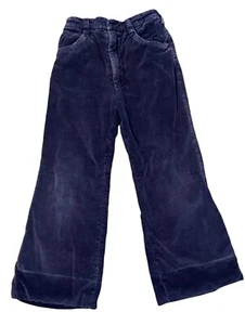 Pantaloni a campana in velluto a coste vintage bambino ragazzo ragazza blu campione - Foto 1 di 4