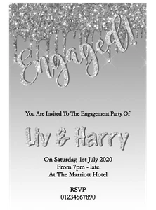 10 Personalised Glitter Engagement Wedding Birthday Baby Shower Invitations - Bild 1 von 24