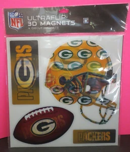 Brax Ltd NFL Green Bay Packers Set di 4 magneti 3D Diecut Ultraflip - Nuovi con scatola - Foto 1 di 7