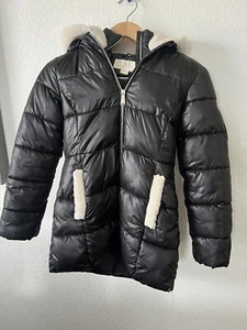 Michael Kors Kids Black Hooded Stadium Length Puffer Jacket Youth Size 14 - Picture 1 of 5