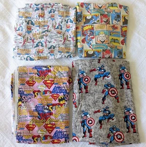 Super Hero Cotton Fabric Bundle various size Marvel DC Wonder woman Superman - Picture 1 of 17